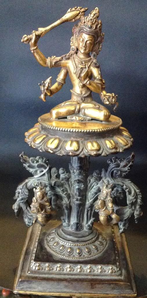 Antique Buddha Statue Four Handed Maha Manjushree Buddhist Religious