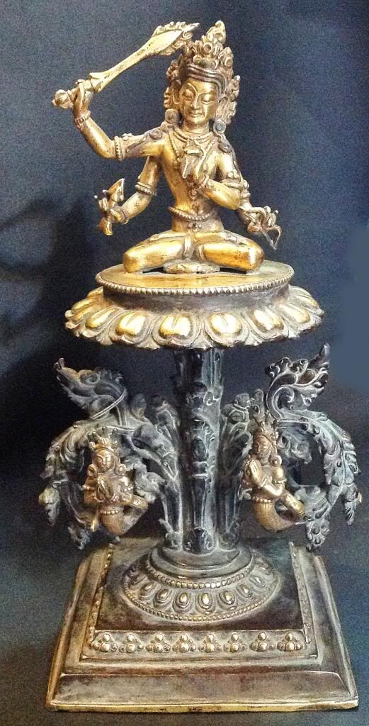 Antique Buddha Statue Four Handed Maha Manjushree Buddhist Religious