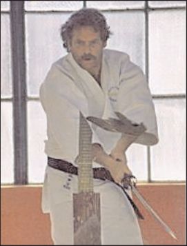 Sensei Dale Kahoun is shown slicing cleanly through his target using a technique deveoped through practice of the daito no maki (sword) list of Danzan Ryu Jujitsu.