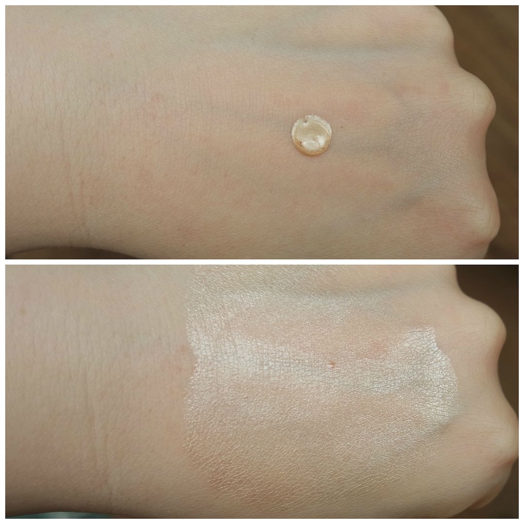 essence insta perfect liquid highlighter 10 gold addiction review swatch application makeup look