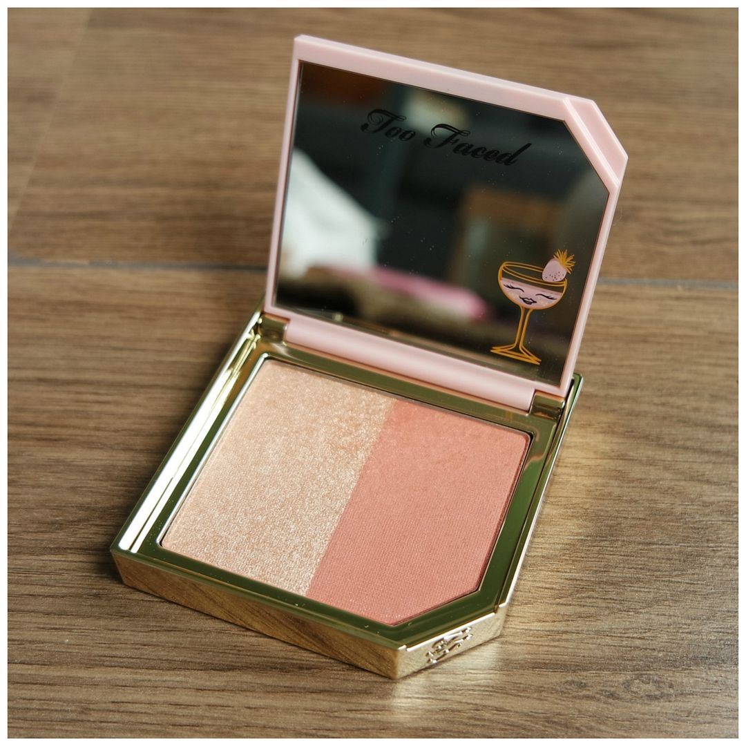 too faced fruit cocktail blush duo berries and bubbly review swatch application makeup look